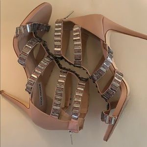 Nude Steve Madden heels with crystal details